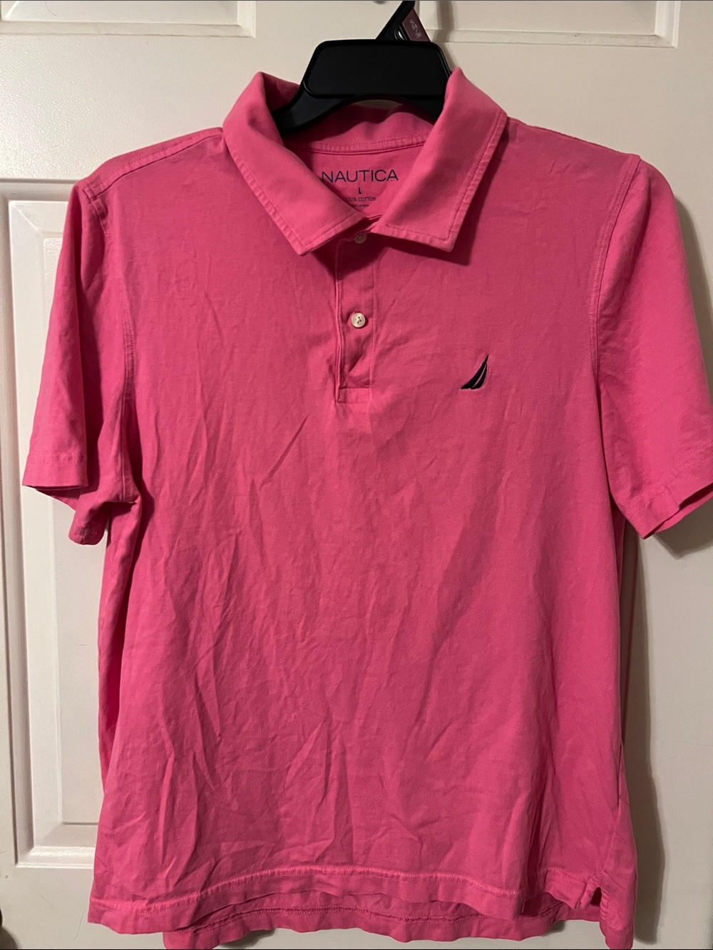 Nautica Men’s Bright Pink Polo with Sail Logo